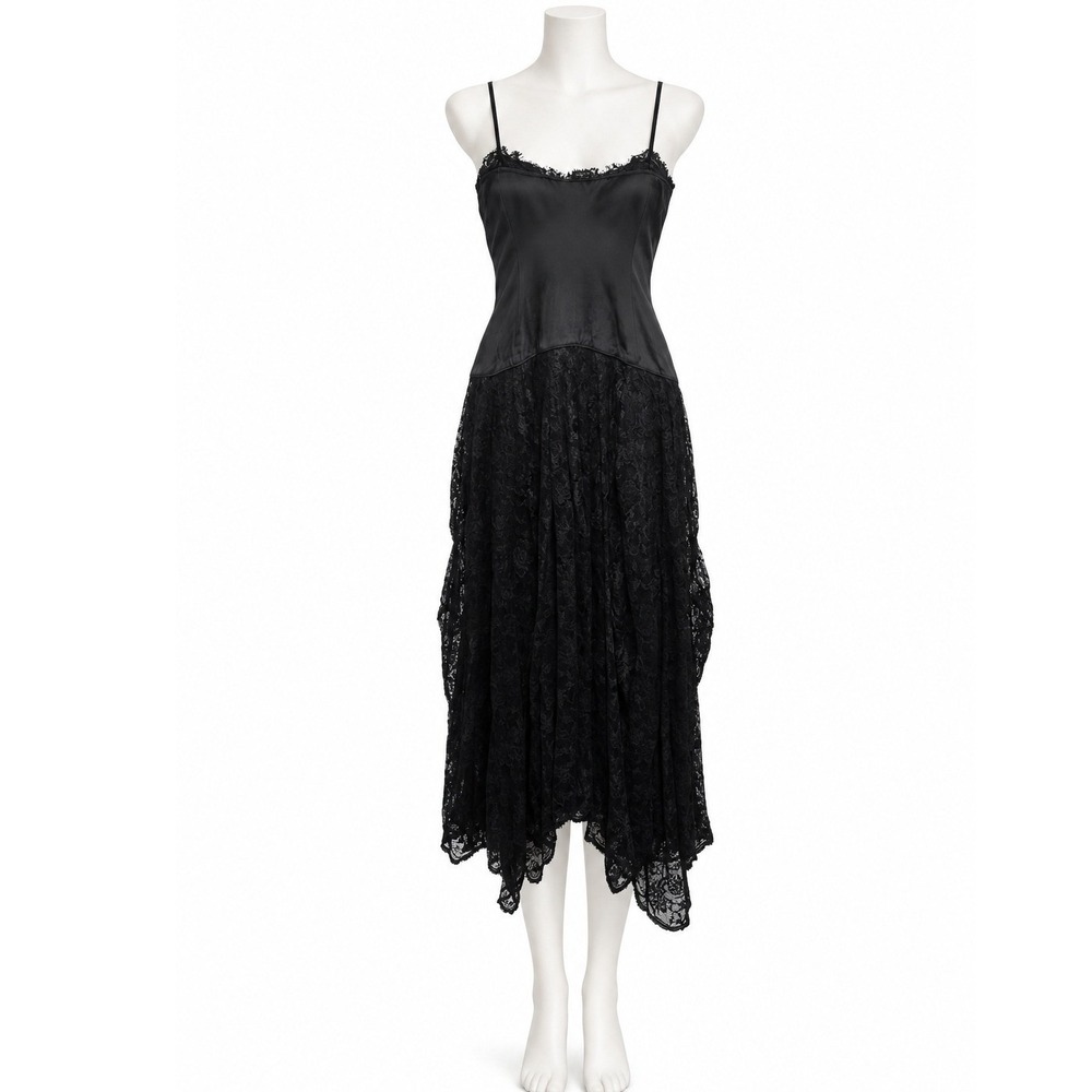 Barami Vintage Lace Corset Handkerchief Hem Gown‎ Black 4 Womens Whimsigoth